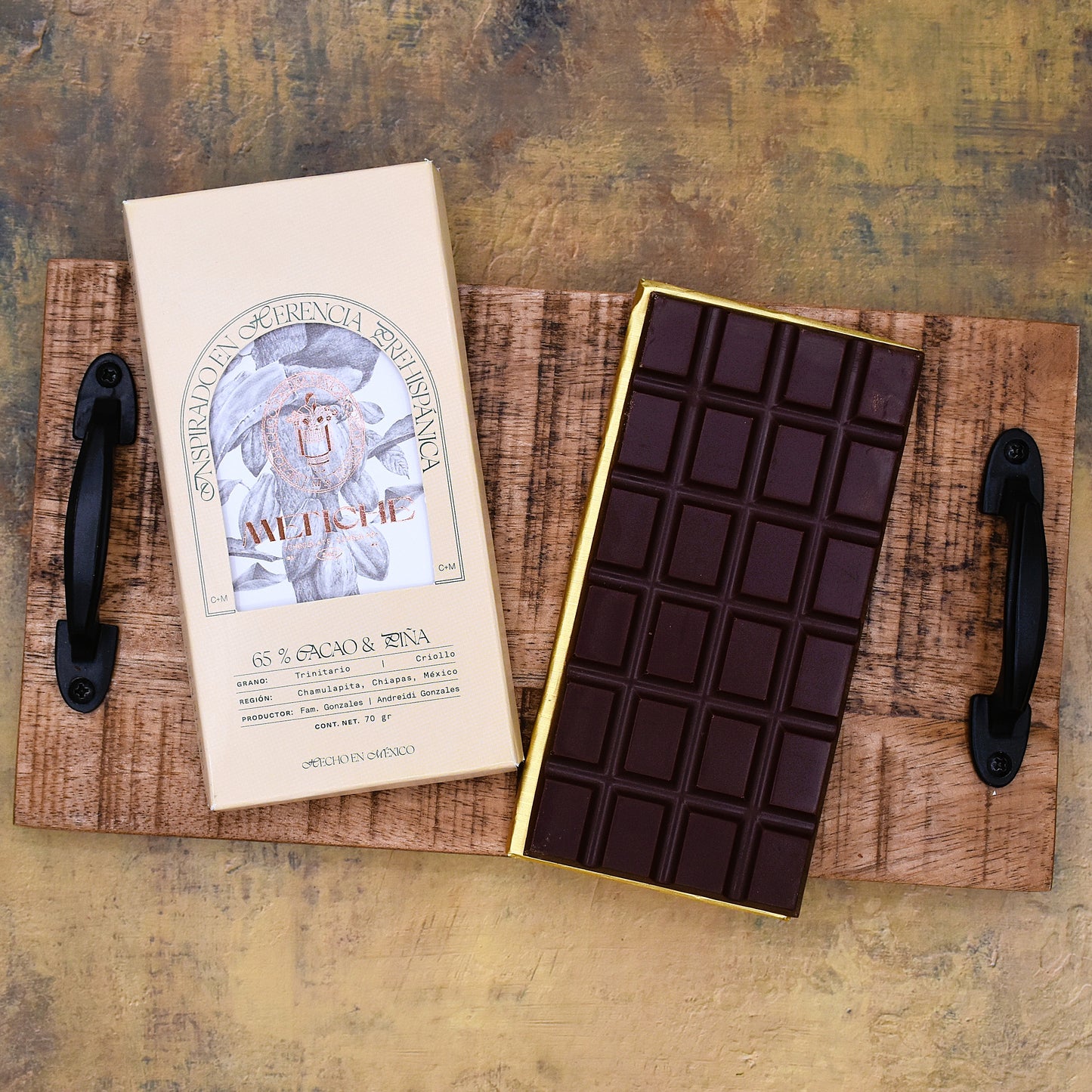 Chocolate Metiche Tropical Collection with Pineapple 65% Dark Chocolate Bar