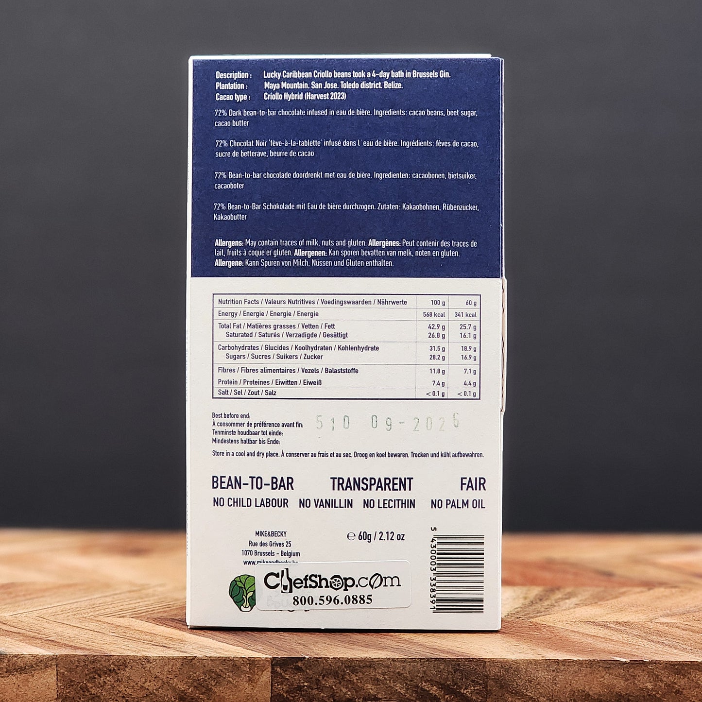 Mike & Becky Eau De Biere ( Beer ) 72% Dark Chocolate Bar