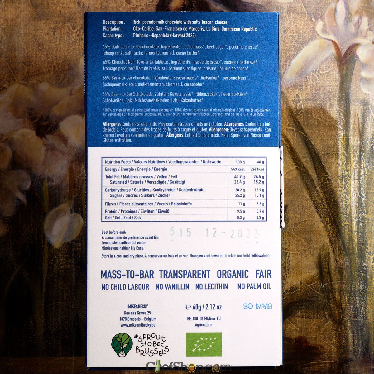 Mike & Becky Pecorino Cheese 65% Dark Organic Chocolate