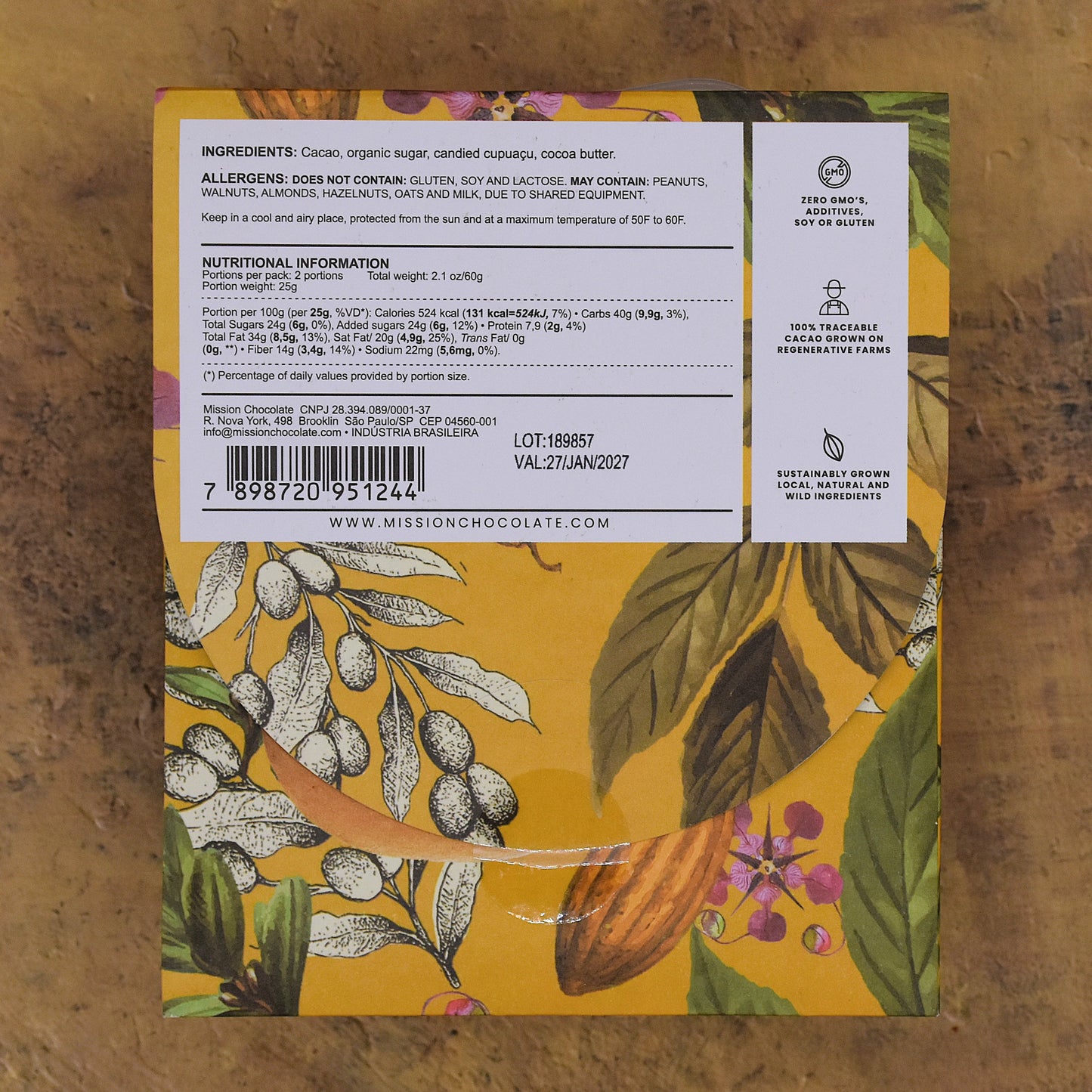 MISSION 70% Dark Chocolate with Candied Cupuassu Fruit Bar