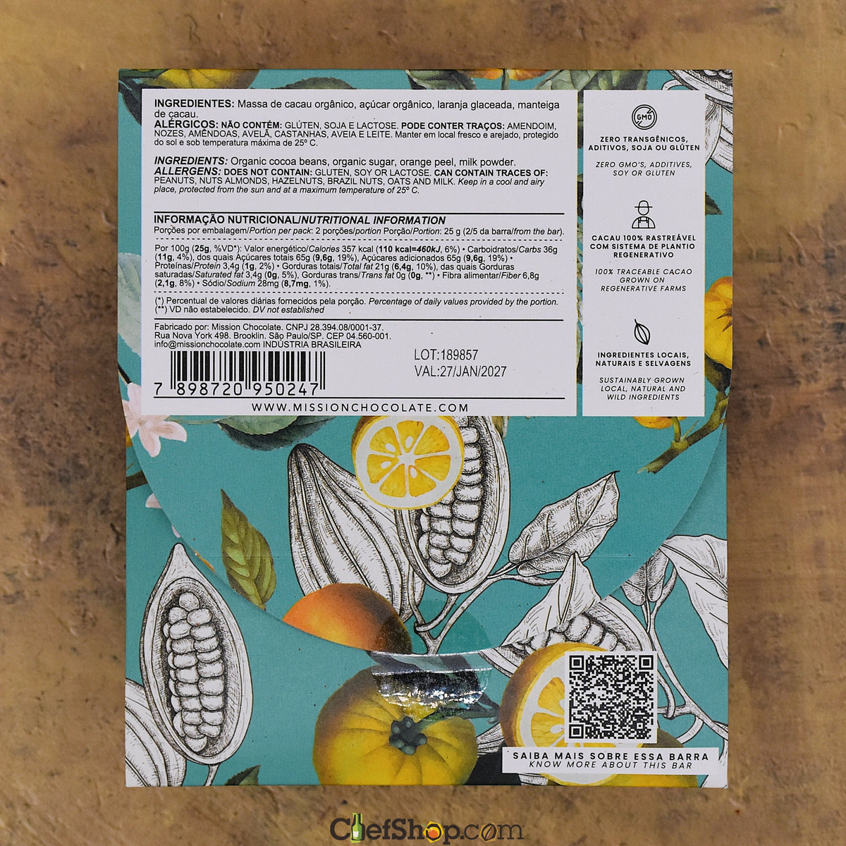 Mission 70% Dark Chocolate Bar with Candied Orange Peel