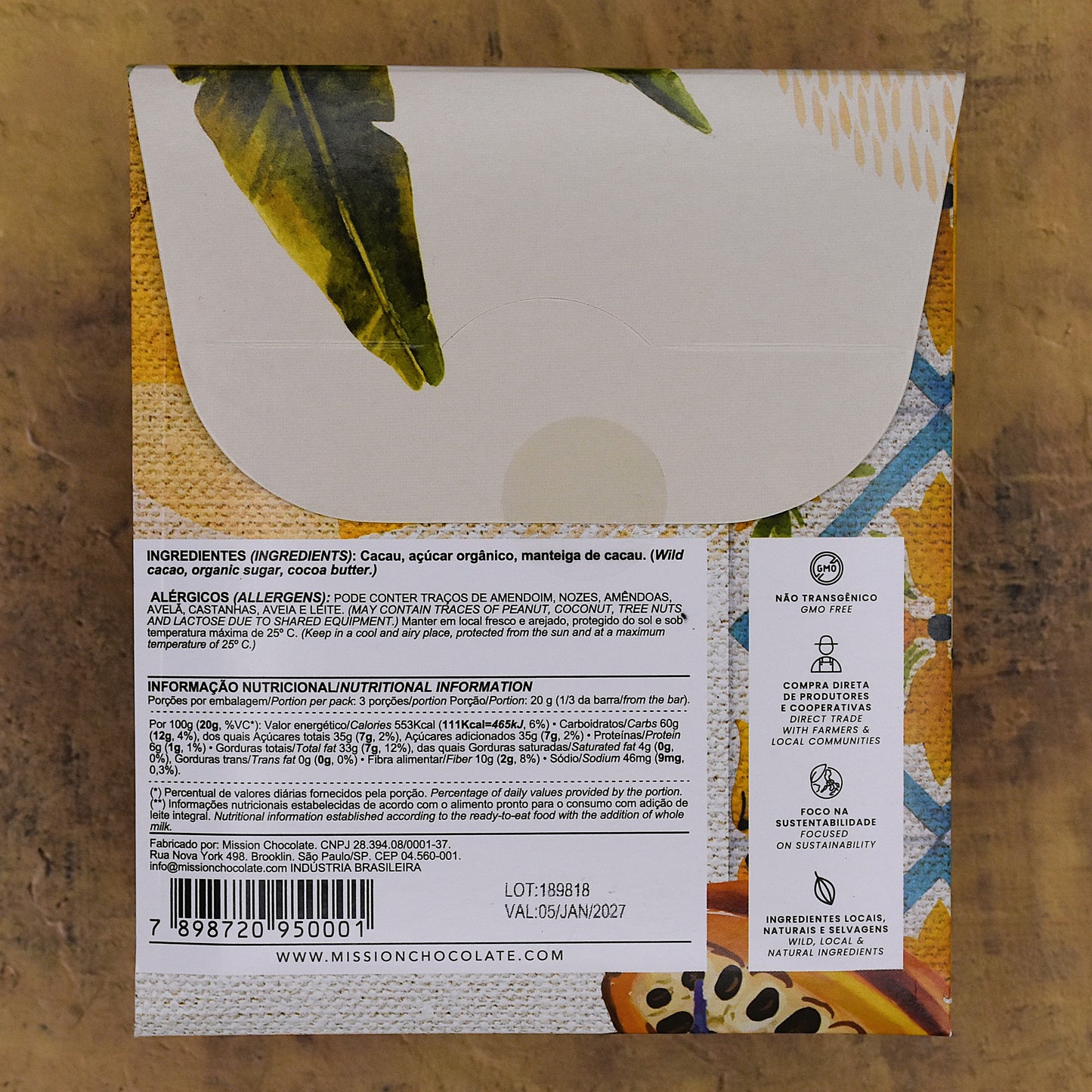 MISSION Chocolate Wild Brasil 65 Percent Dark Bar