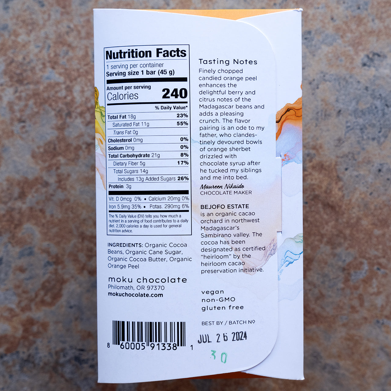 Moku Chocolate Orange Zest 70-Percent Madagascar Bar