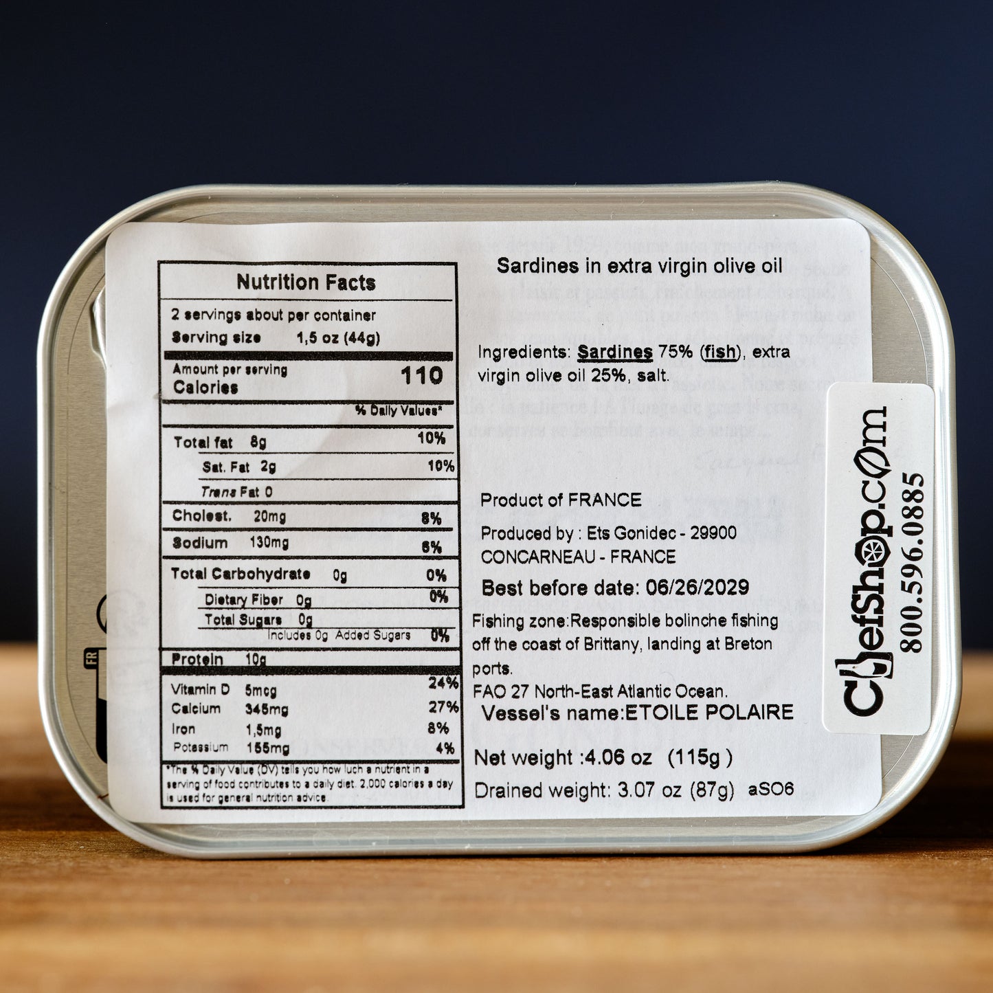 Mouettes d'Arvor Sardines a l'Huile d'Olive ingredients