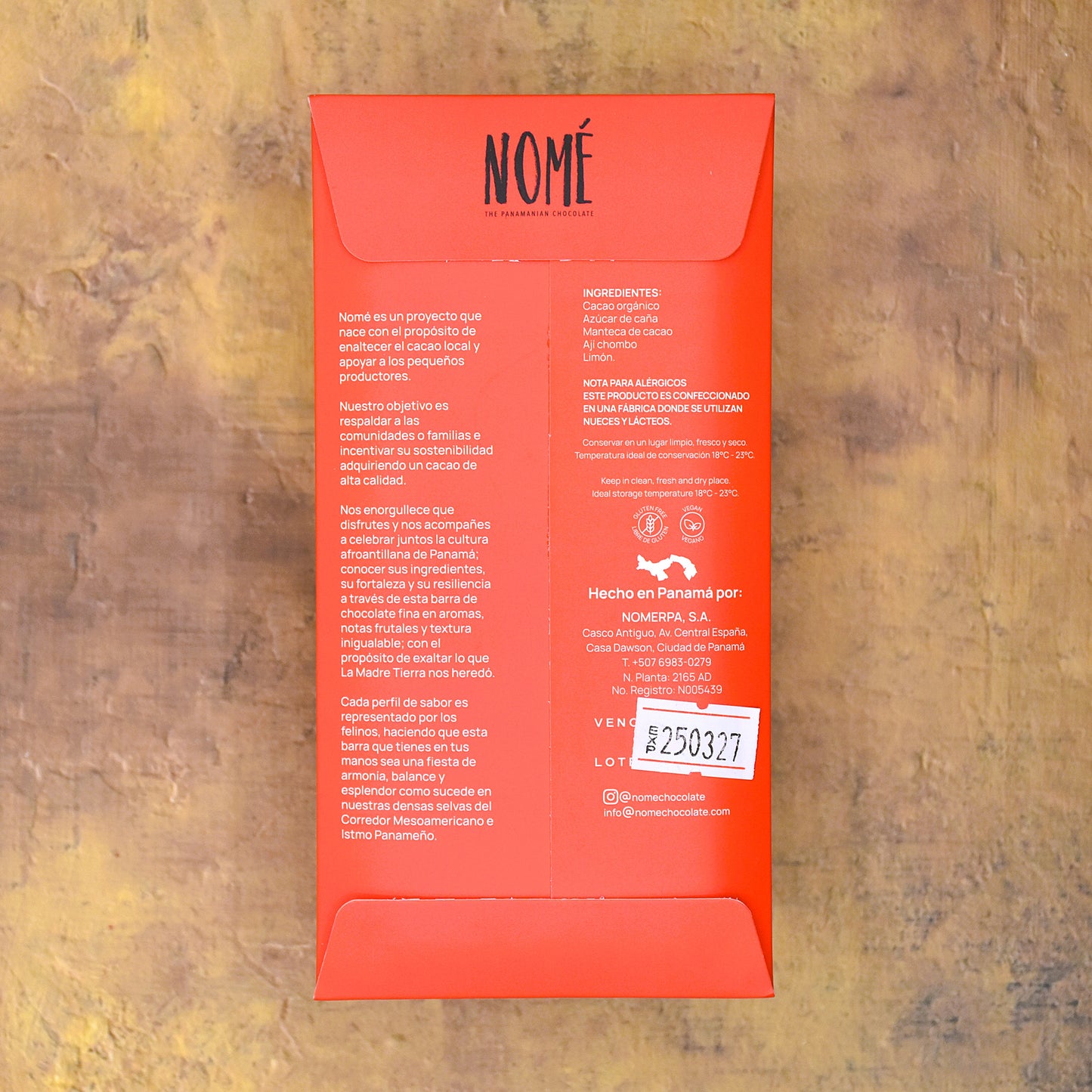 Nomé 70% Dark Chocolate Bar with Red Chili and Lemon