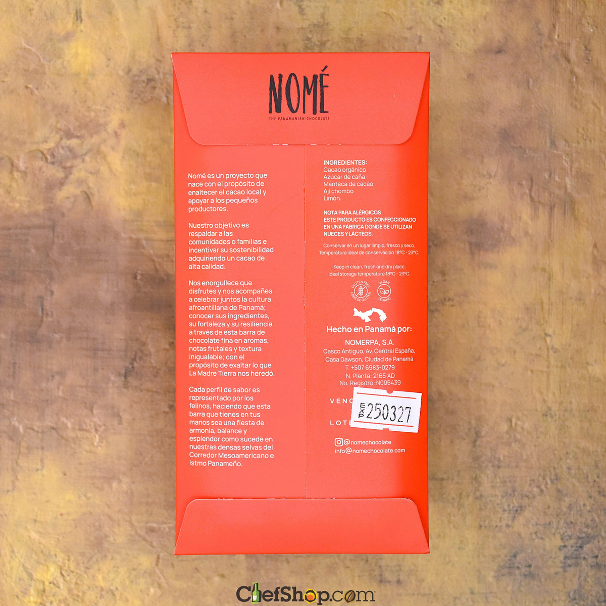 Nomé 70% Dark Chocolate Bar with Red Chili and Lemon