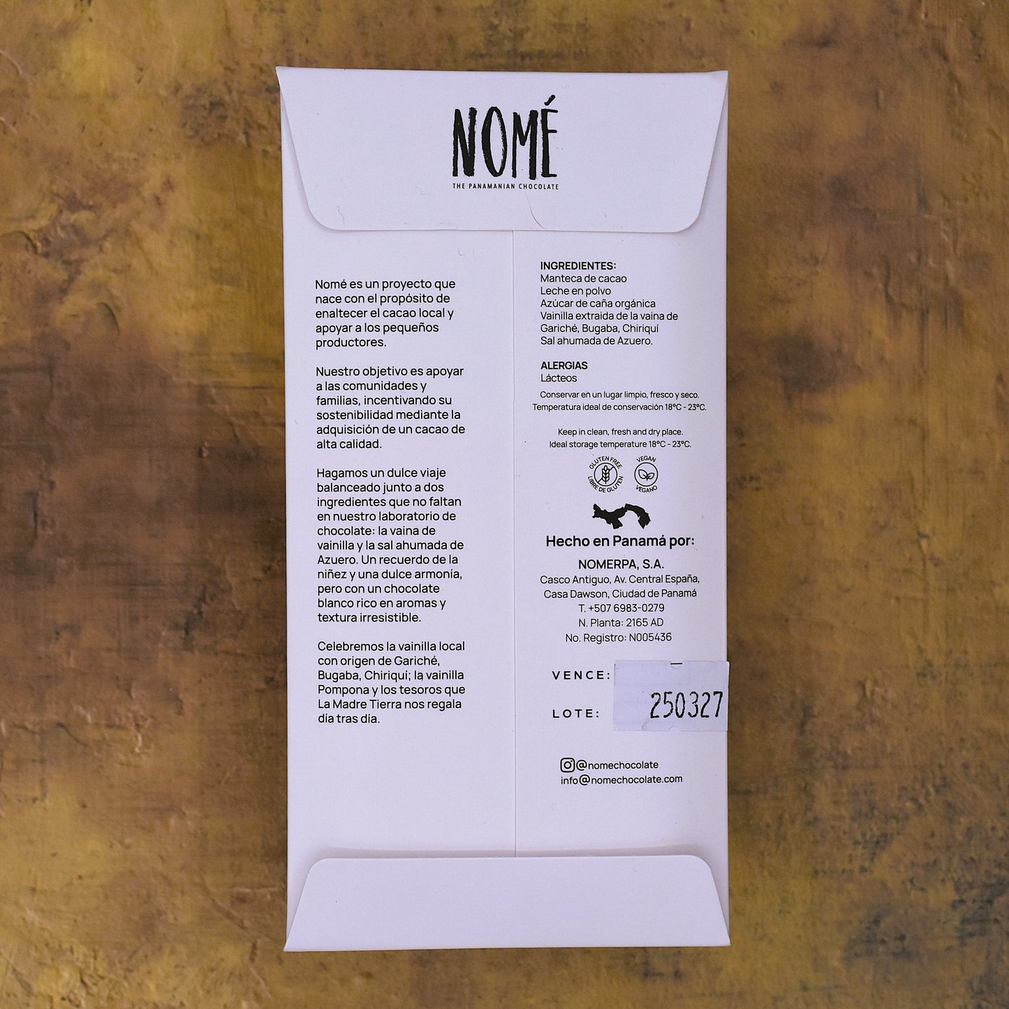 Nomé White Chocolate Bar with Smoked Sea Salt and Vanilla
