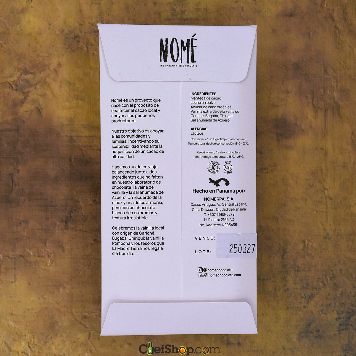 Nomé White Chocolate Bar with Smoked Sea Salt and Vanilla