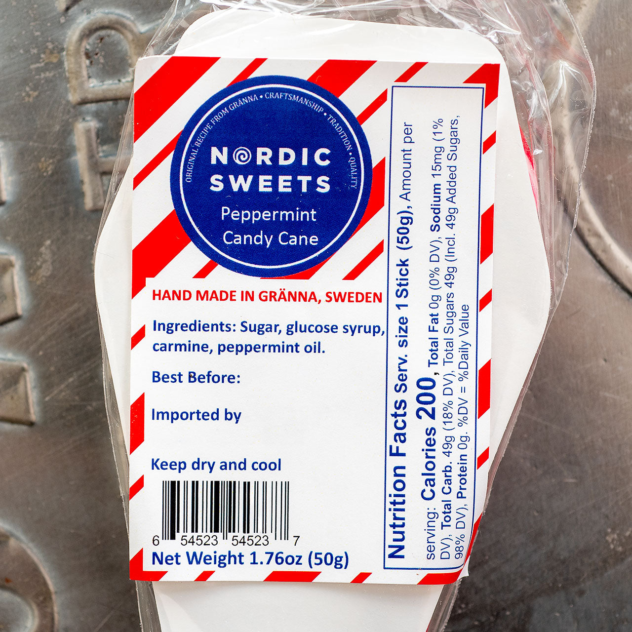 Nordic Sweets Swedish Peppermint Candy Cane