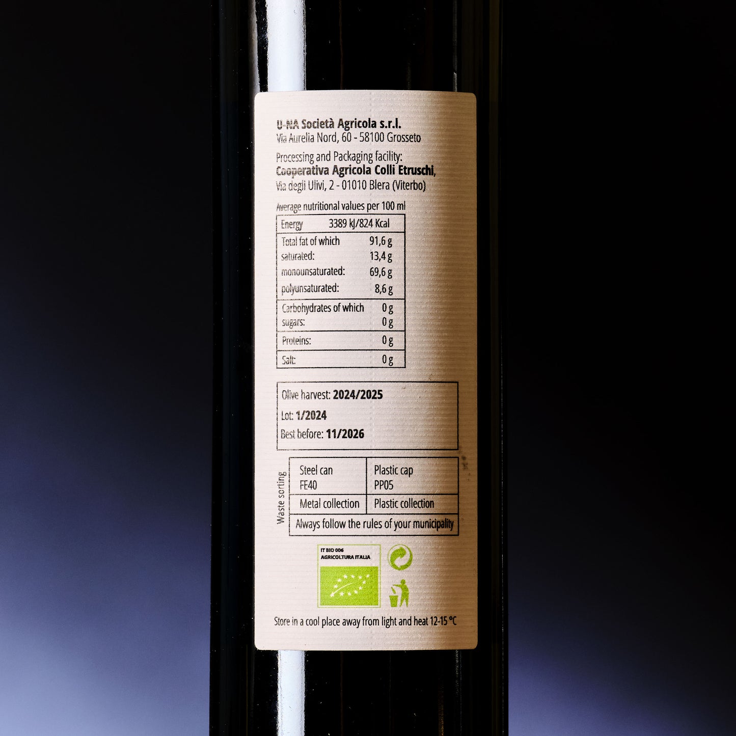U-NA NUMA EVOO Olive Oil Label