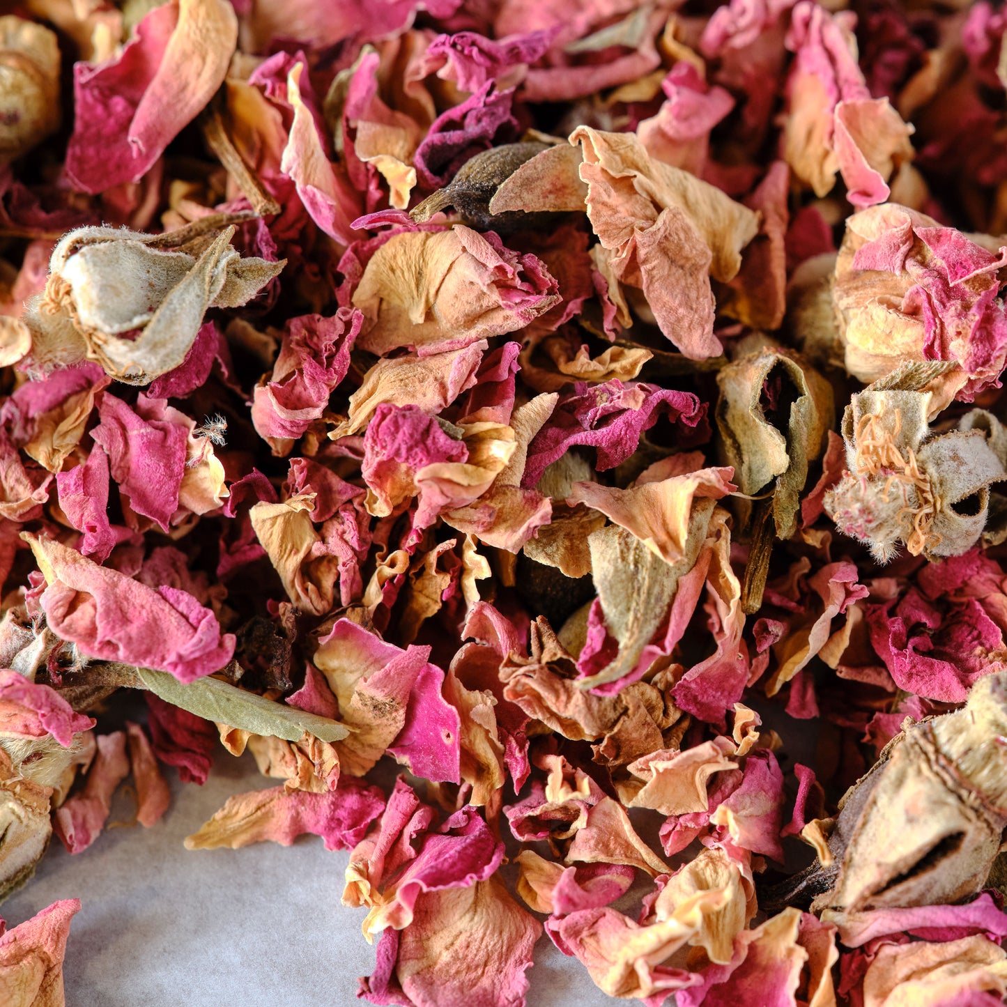 Organic Dried Red Rose Petals macro