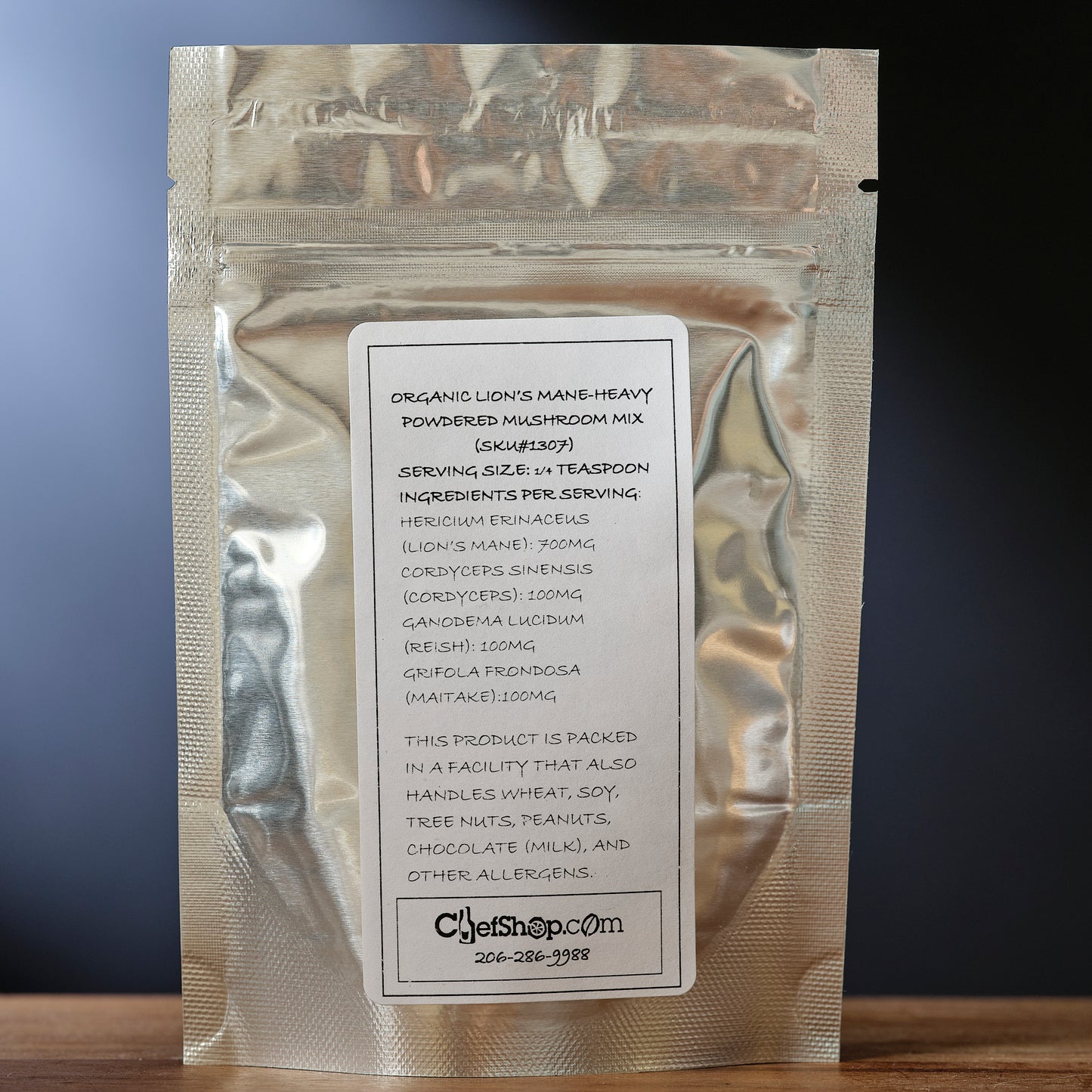 Organic Memory - Lion's Mane-Heavy - Dried Mushroom Powder Mix label