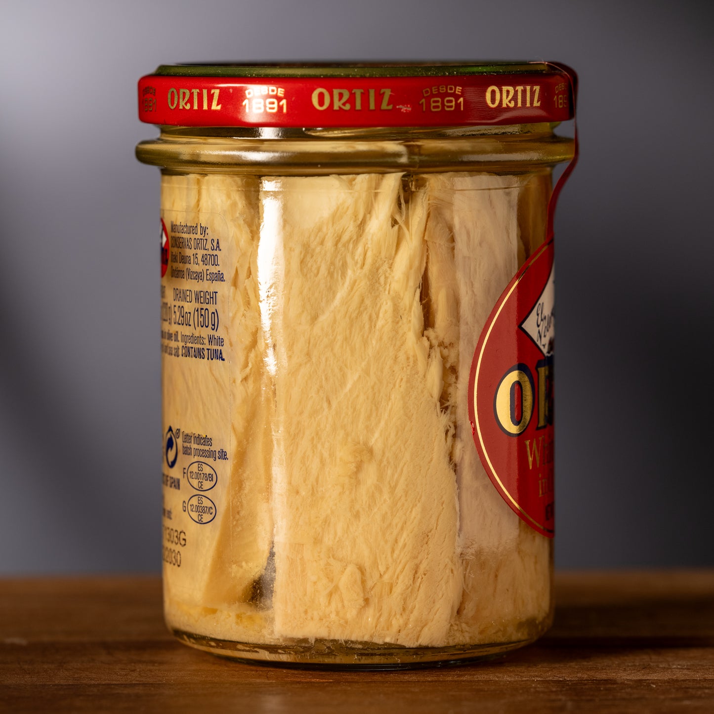 Ortiz White Tuna in Olive Oil - Bonito del Norte - Glass Jar (Red Label)