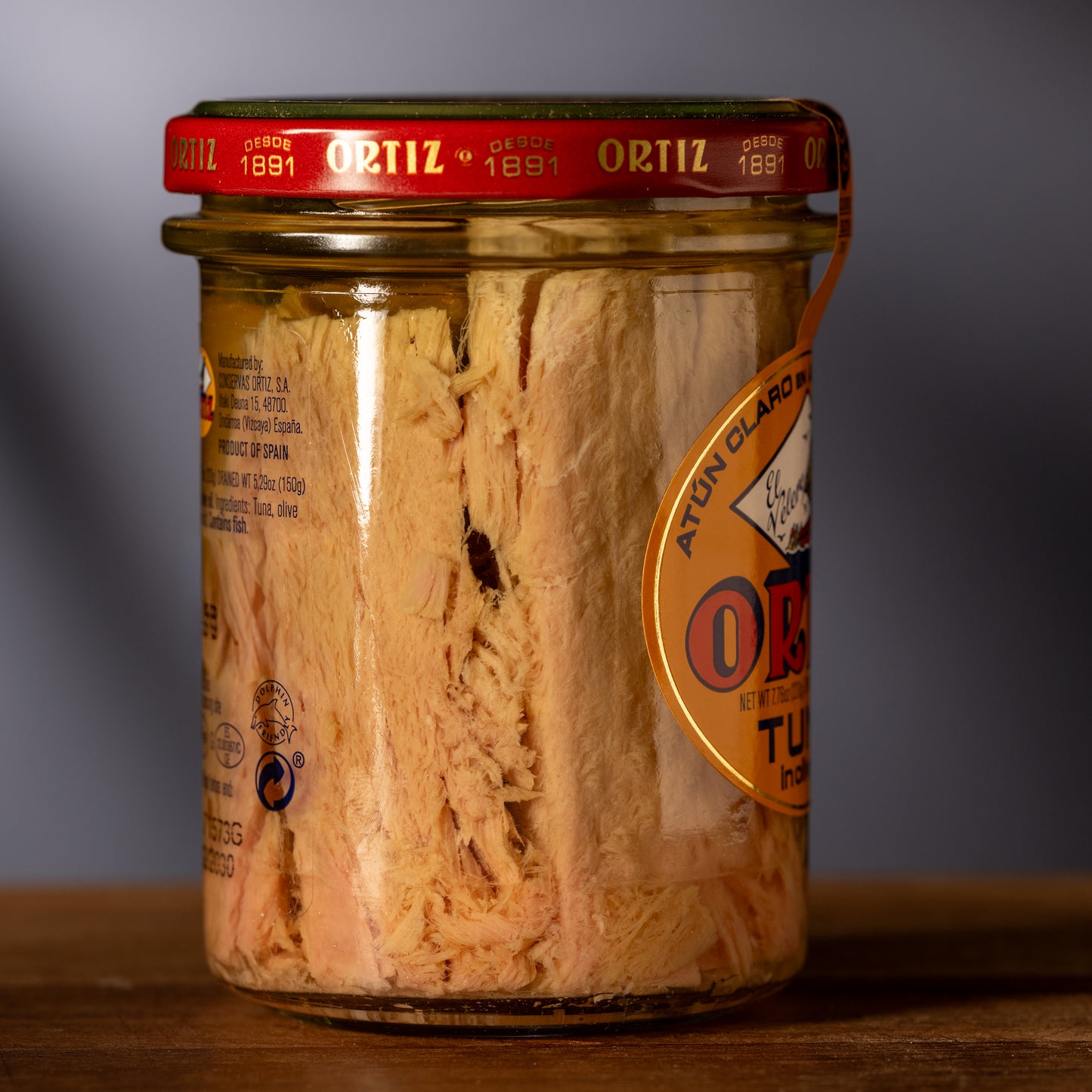 Ortiz Yellowfin Tuna in Olive Oil - Atun Claro - Glass Jar (Orange Label)