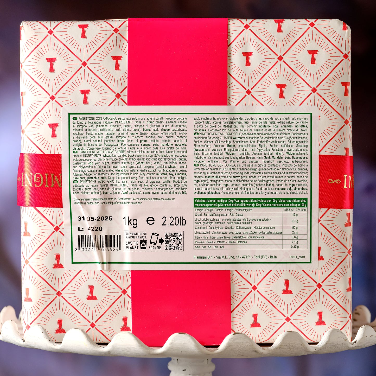 Flamigni Toshi Amarena Cherry Panettone Ingredients