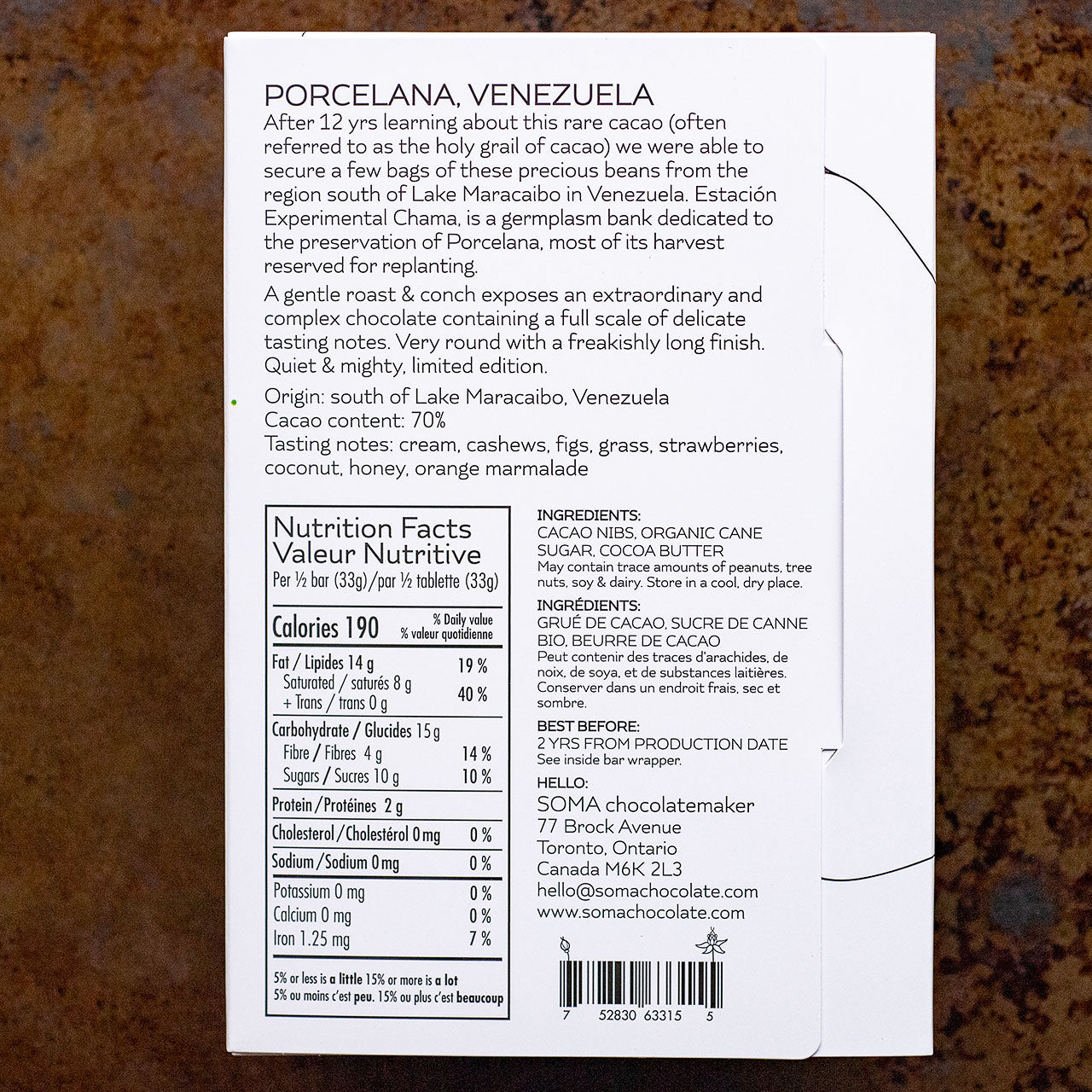 SOMA Porcelana Venezuela 70-Percent Dark Chocolate Bar
