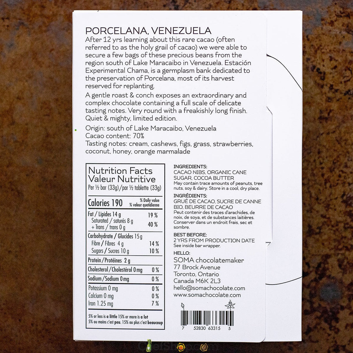 SOMA Porcelana Venezuela 70-Percent Dark Chocolate Bar