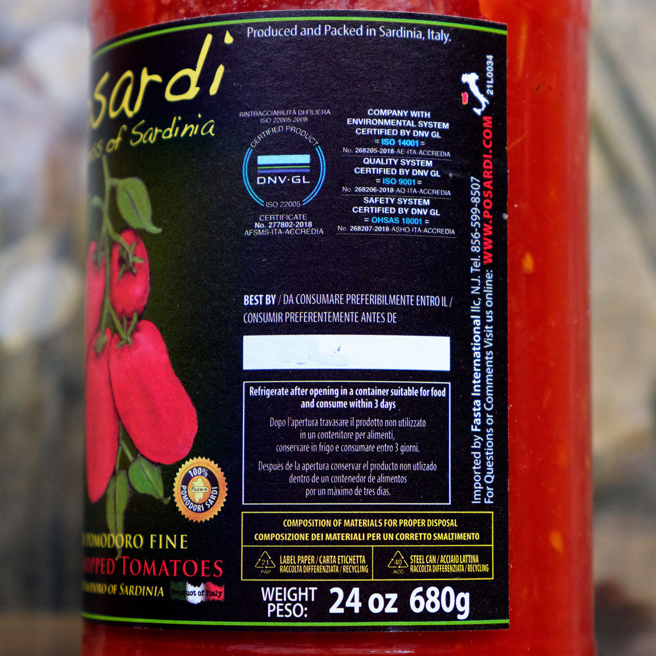 Posardi Passata - Finely Chopped Sardinian Tomatoes