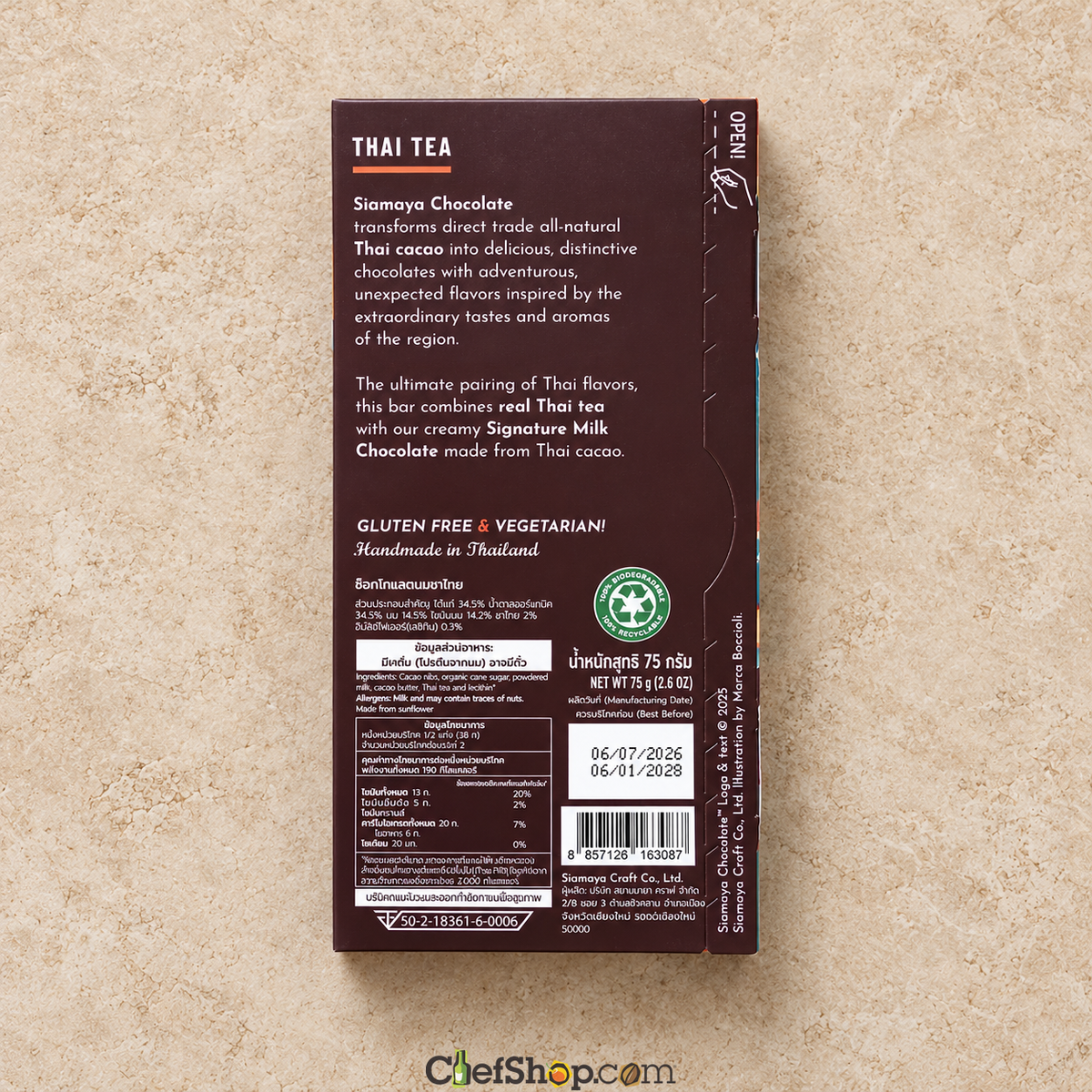 Siamaya Thai Tea Milk Chocolate Bar
