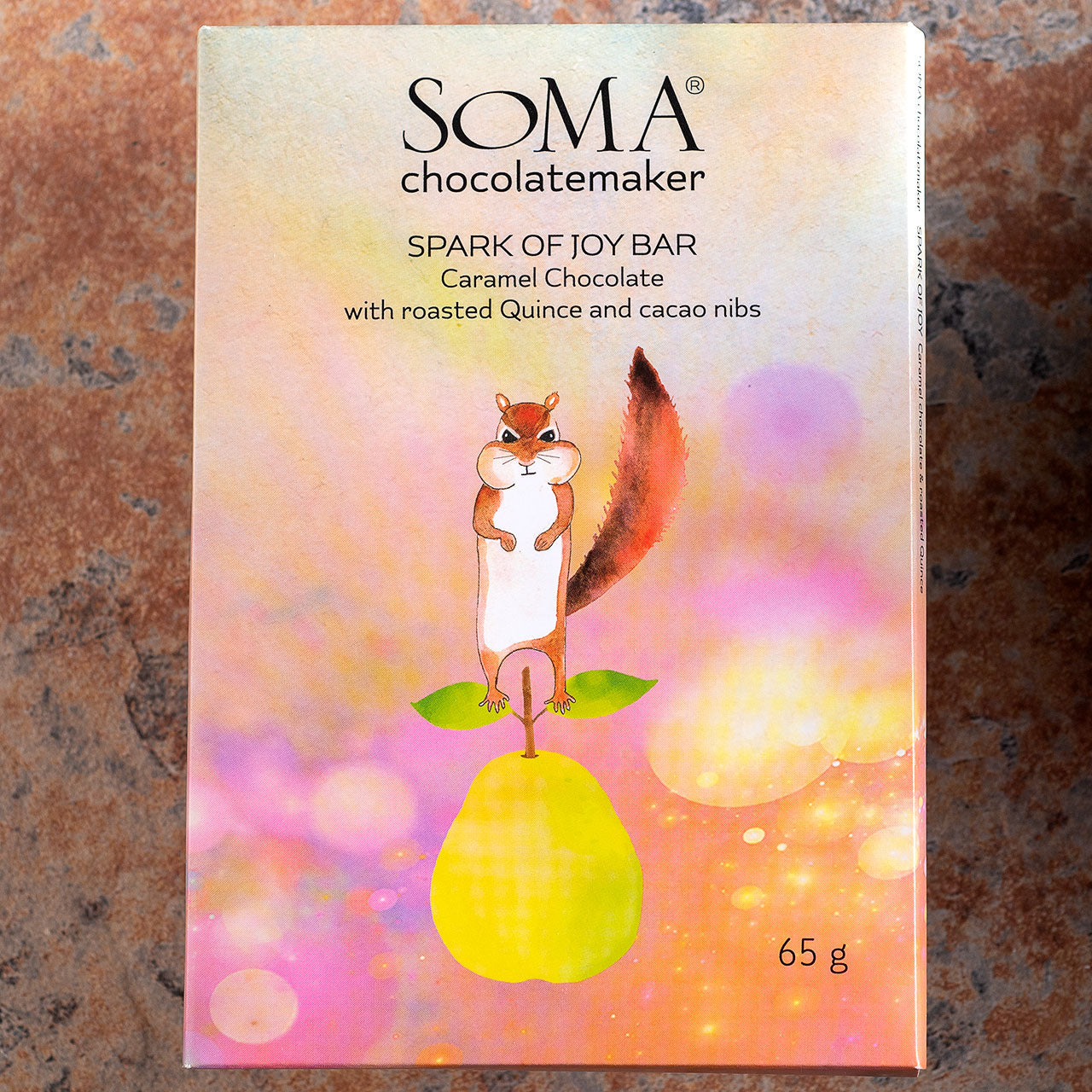 SOMA Spark of Joy Carmel Milk Chocolate with Pumpkin Seeds in Honey