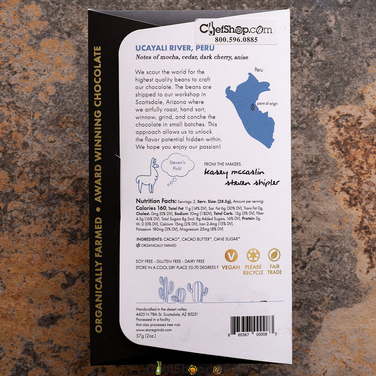 Stonegrindz Ucayali River Peru 70-Percent Single Origin Dark Chocolate Bar