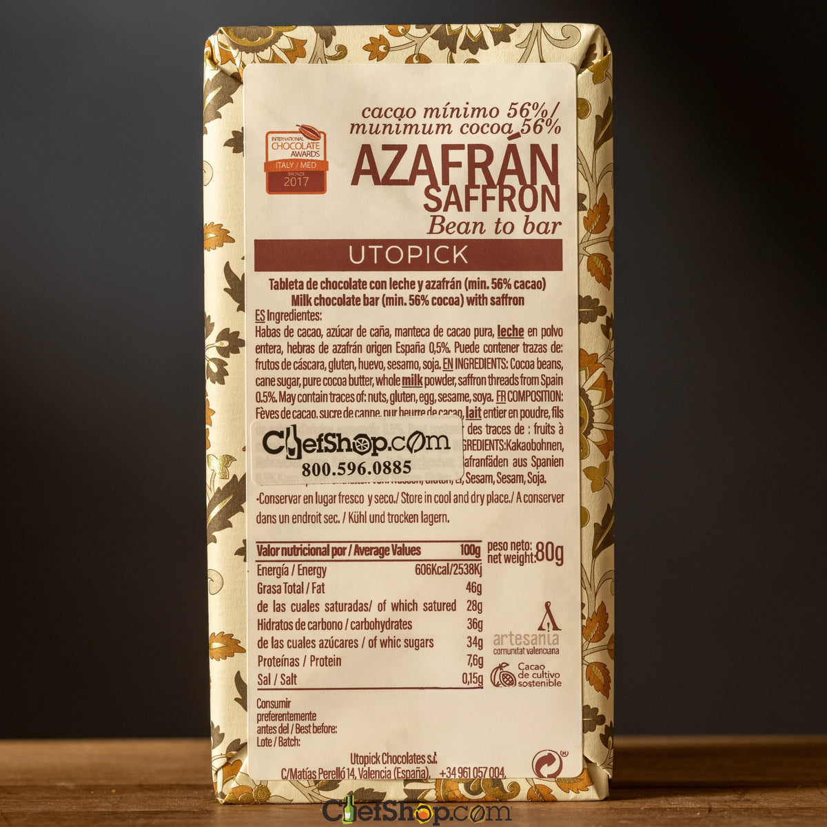 Utopick-56_Milk_Chocolate_Bar-Saffron-Nutrition