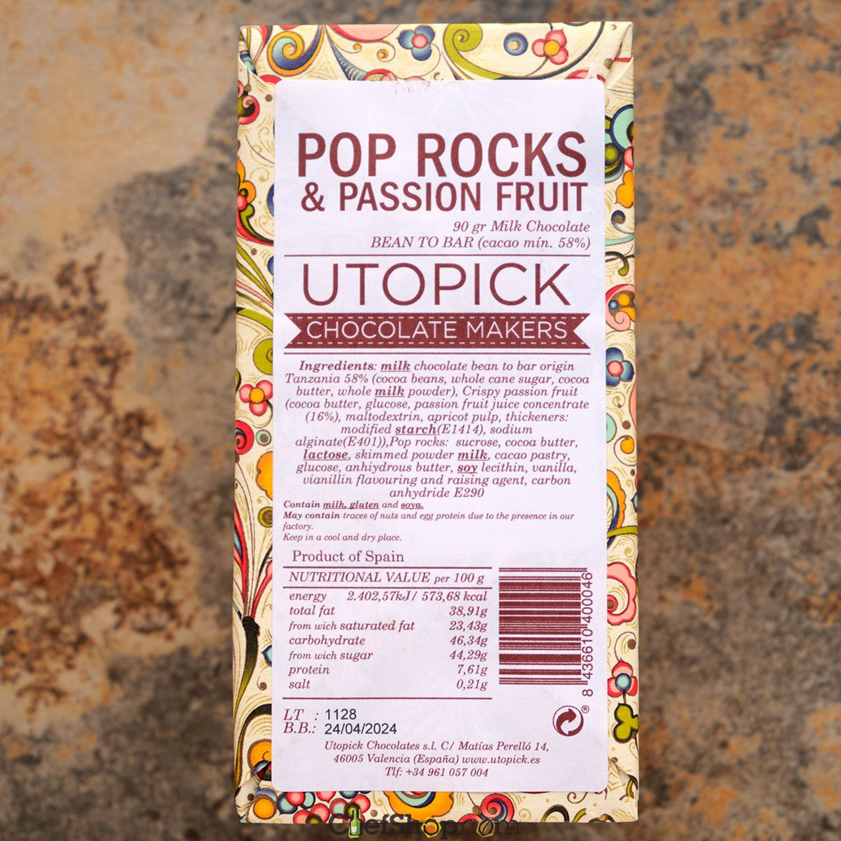 Utopick Sparkling Passionfruit Chocolate Bar 58-Percent Dark Milk