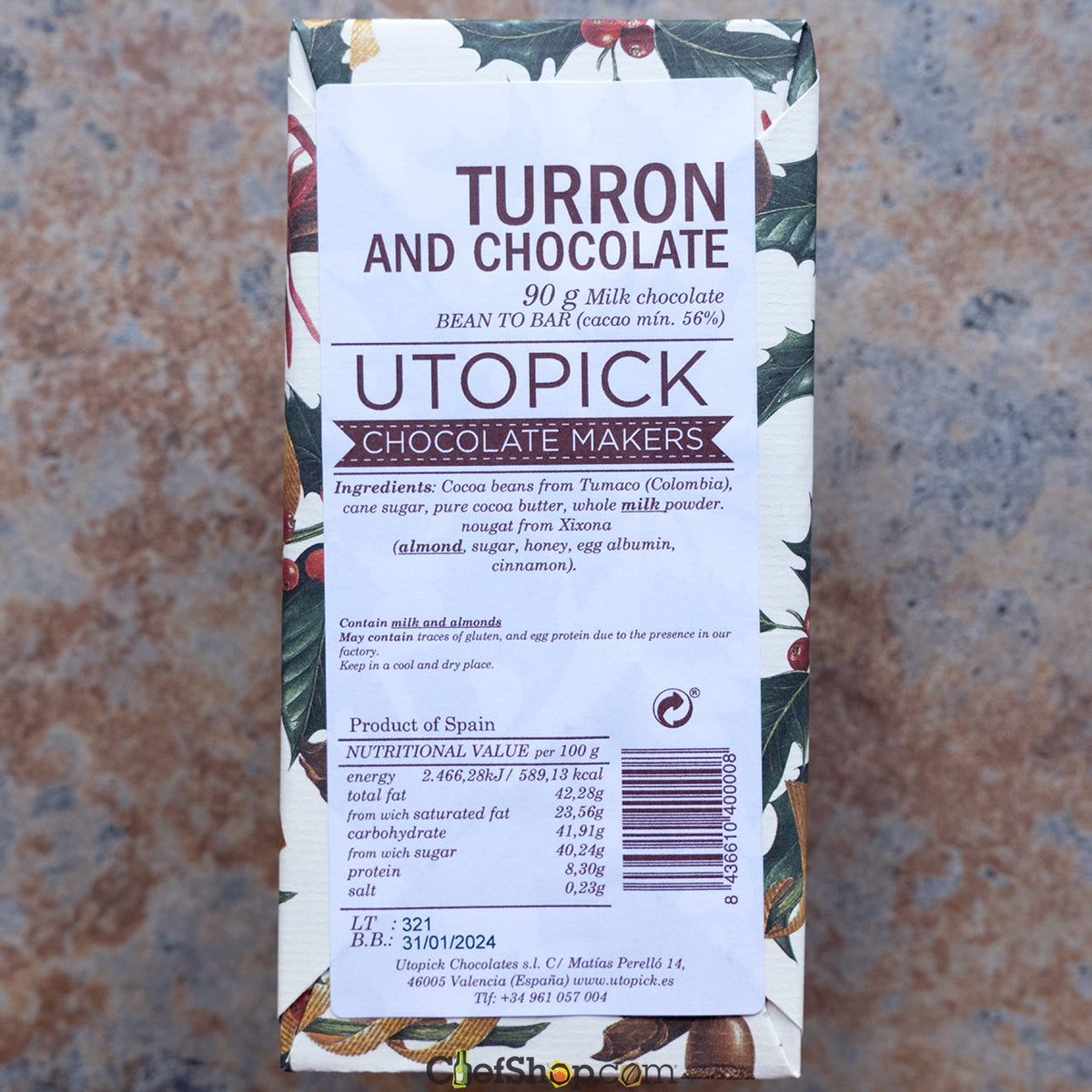 Utopick Turron Milk Chocolate Bar