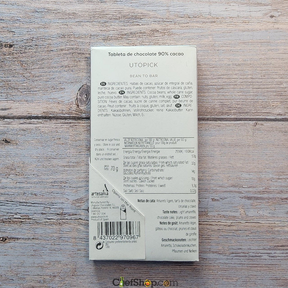 Utopick 90% Paquibato Phillippines Dark Chocolate Bar