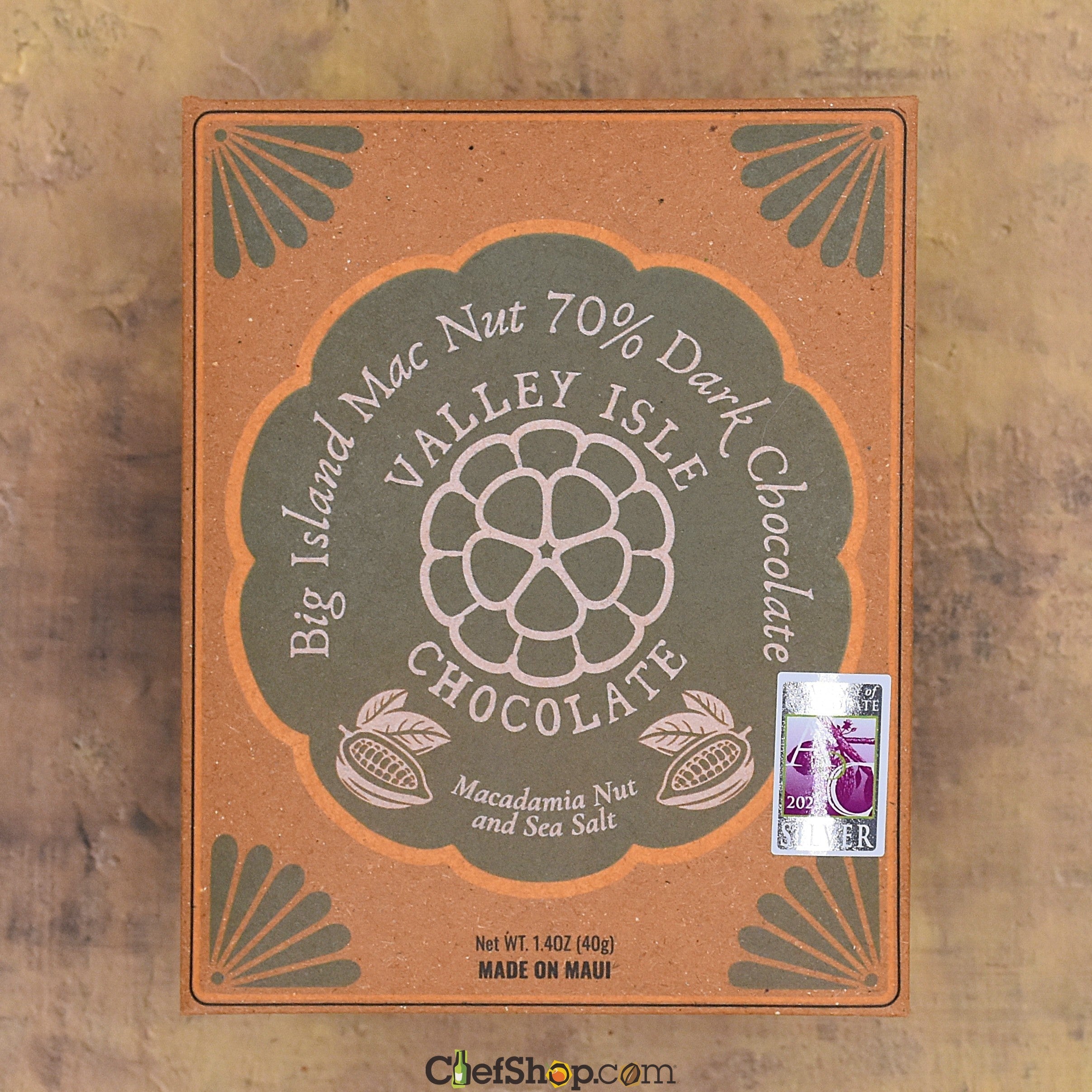 Valley Isle 70% Dark Chocolate Bar with Hawaiian Macadamia Nuts