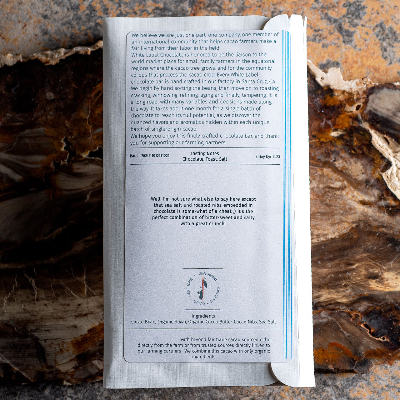 White Label Sea Salt and Nib 70-Percent Chocolate Bar