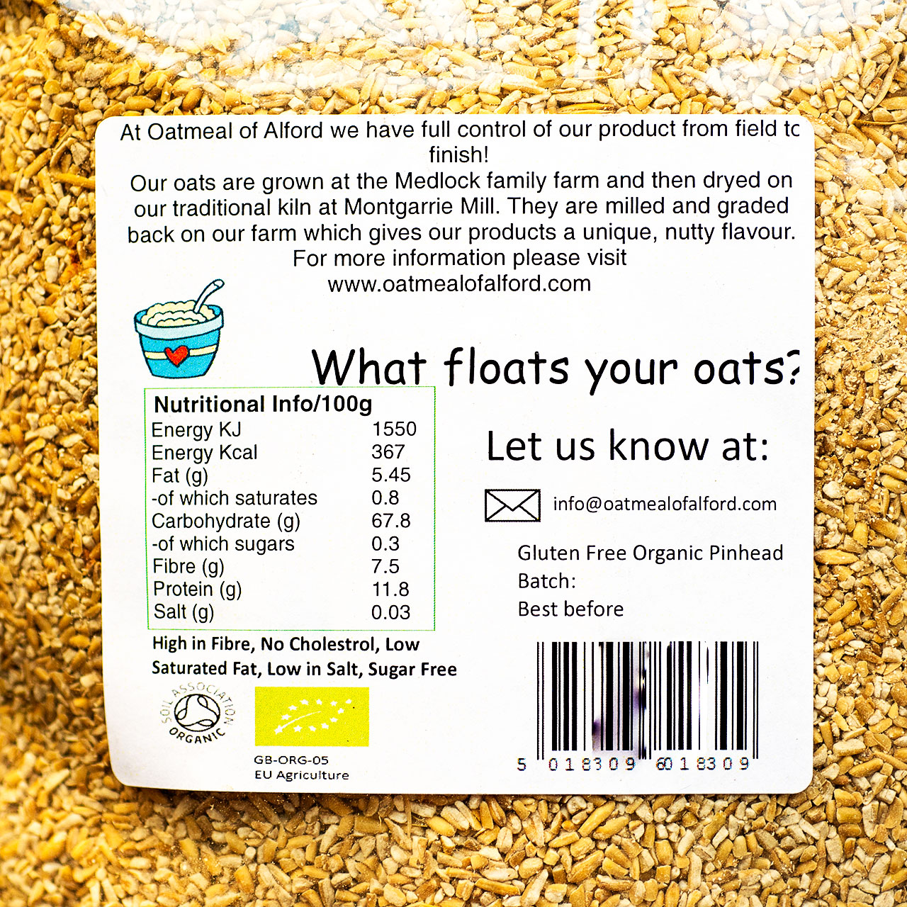 Oatmeal of Alford Organic Gluten Free Stone-Cut from Scotland