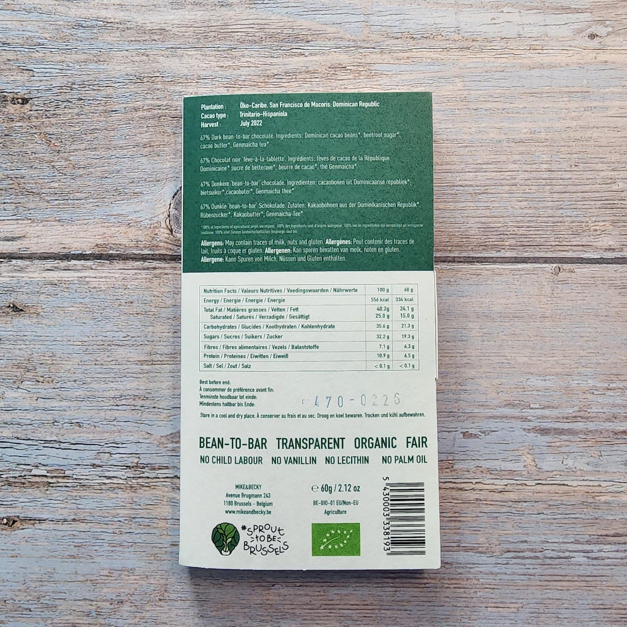 MIKE & BECKY 67-Percent Japanese Genmaicha Dark Chocolate Bar