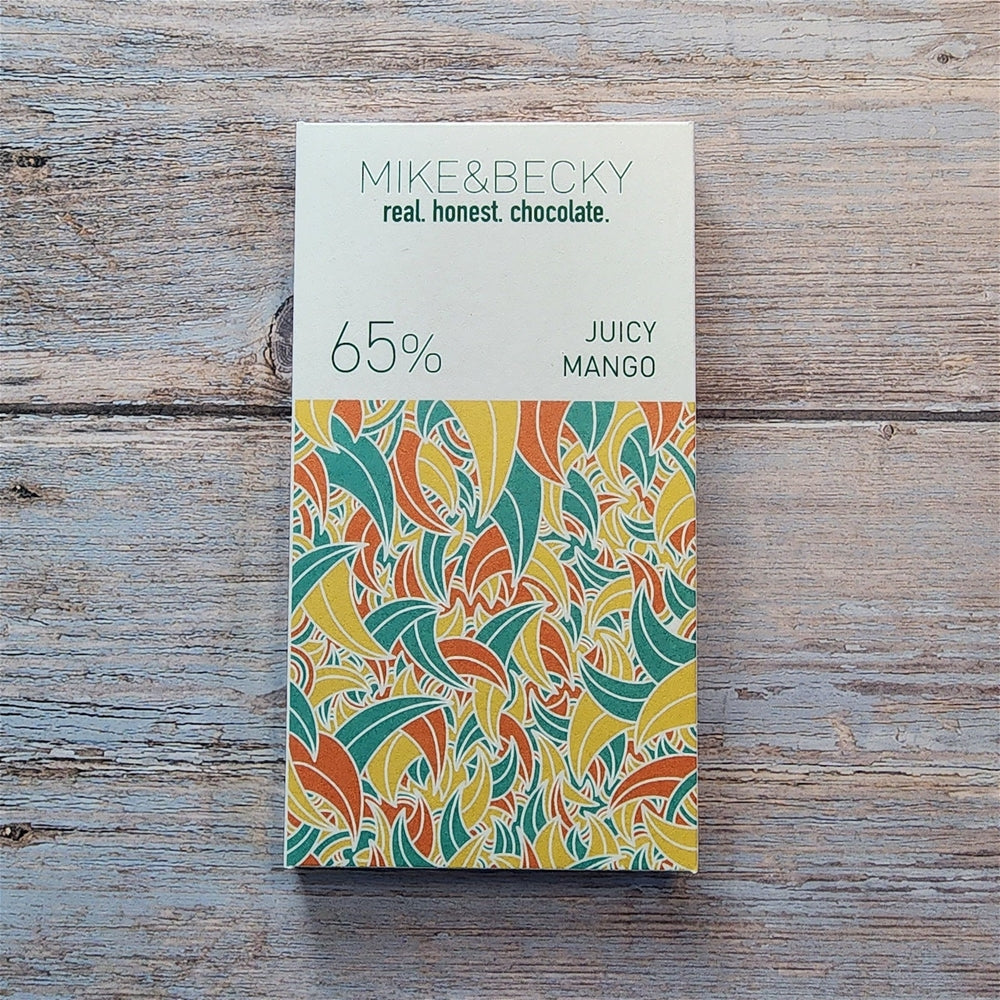 MIKE & BECKY Organic 65-Percent Juicy Mango Puree Dark Chocolate Bar