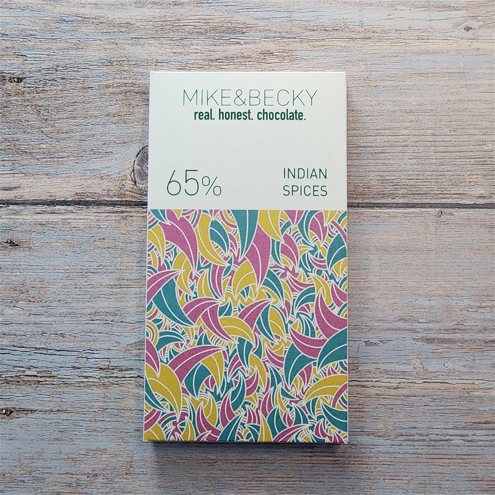 MIKE & BECKY Organic 65-Percent Warm Indian Spices Dark Chocolate Bar