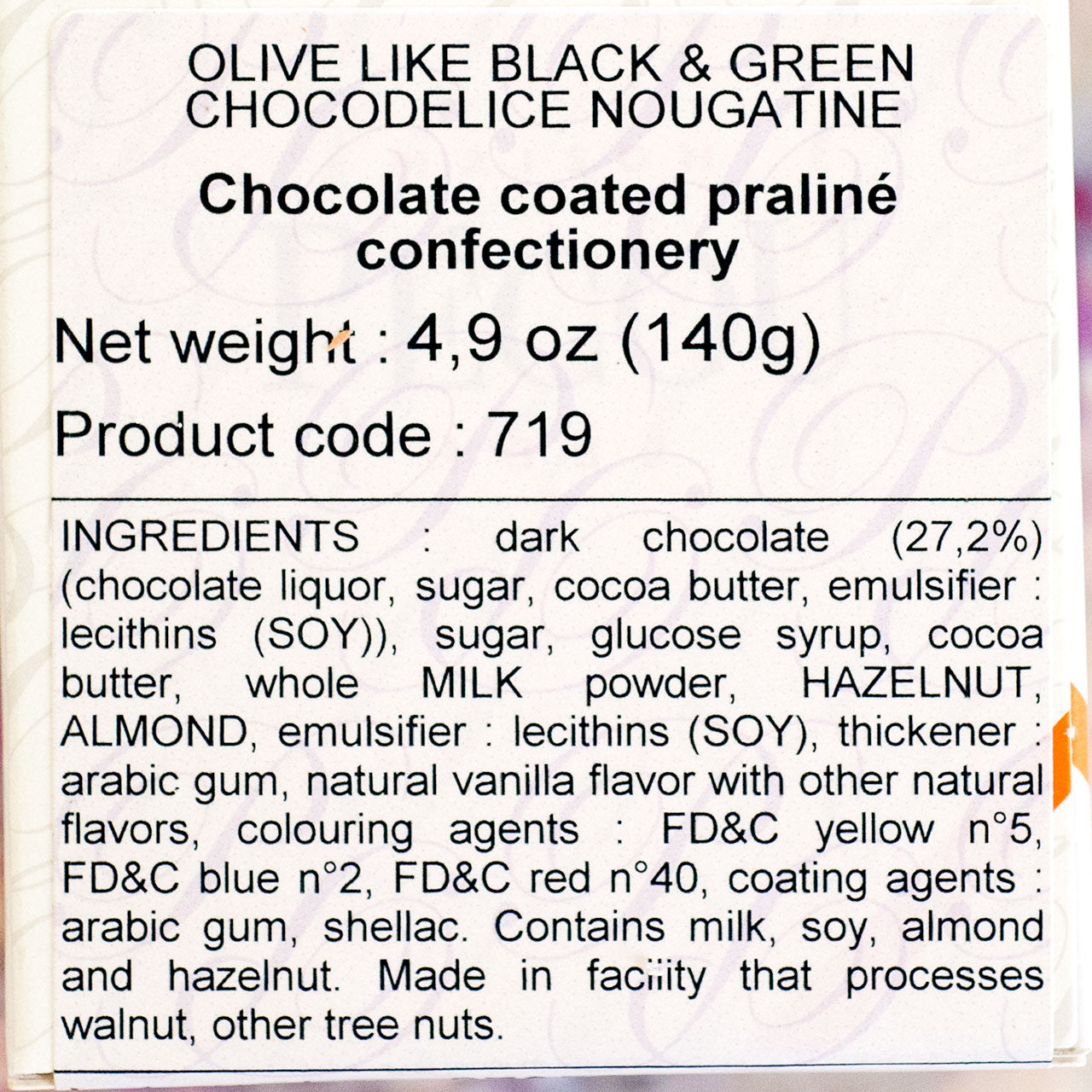 Pecou Olive-like Black & Green Chocolate Covered Praline