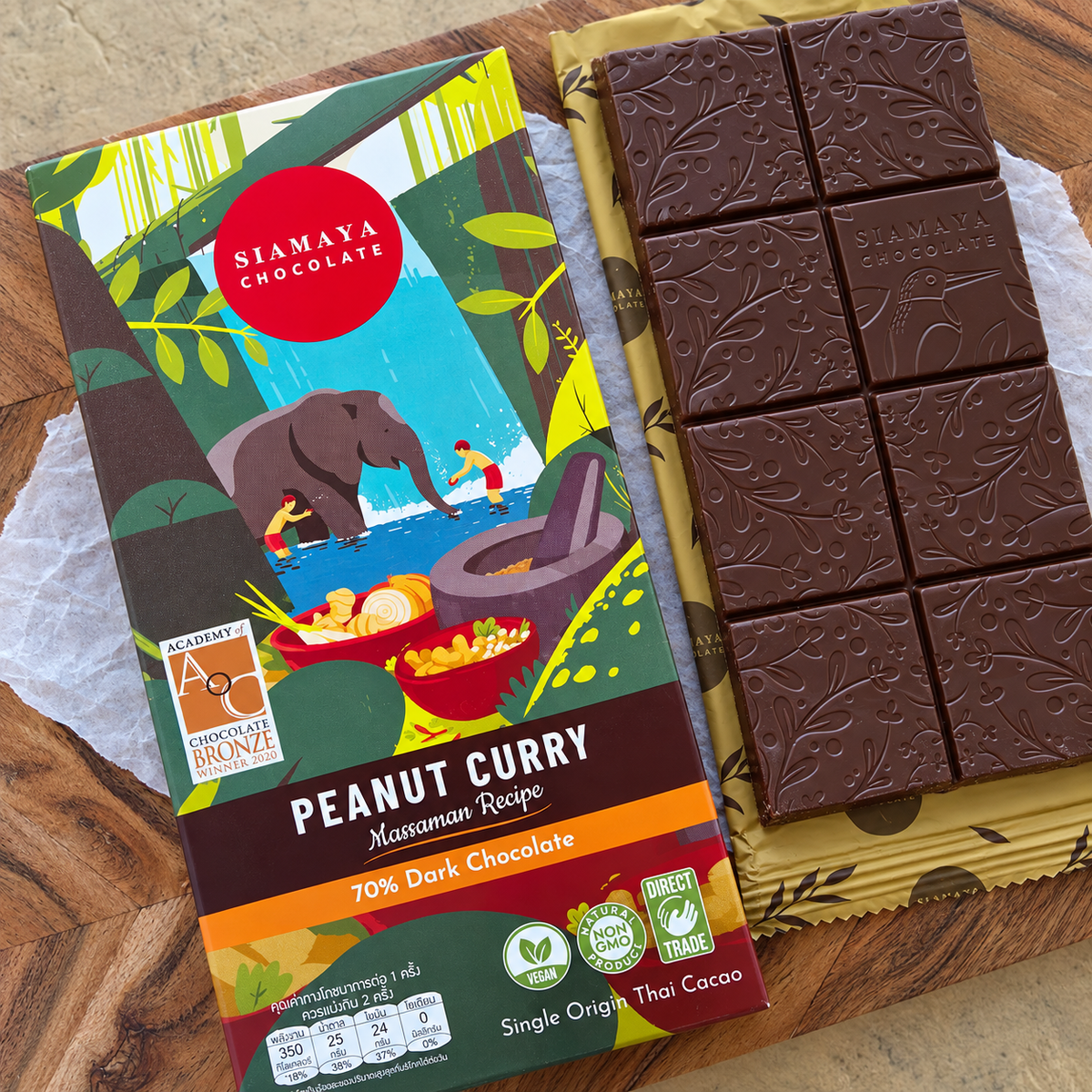 Siamaya Thai Peanut Curry 70% Dark Chocolate Bar