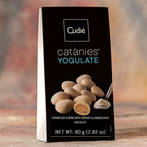 Catanies Caramelized Spanish Almonds Covered with Yogurt-Flavored White Chocolate
