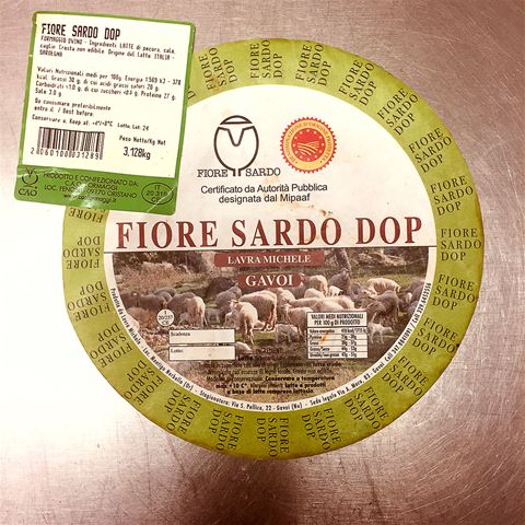 12-Month DOP Fiore Sardo Cheese from Gavoi Sardegna Sardinia - Whole Wheel
