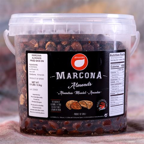 Skin-On Marcona Almonds - 5 pound bucket
