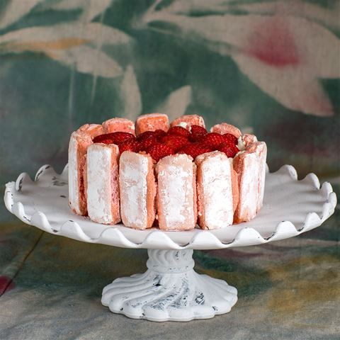 Strawberry Charlotte with Rose Biscuits Cake Recipe 