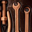 Rusty tools made from chocolate hi-res stock photography and