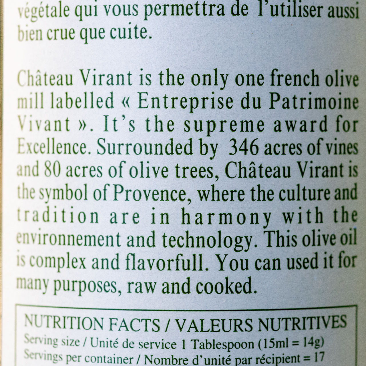 Chateau Virant A.O.P. Olive Oil about
