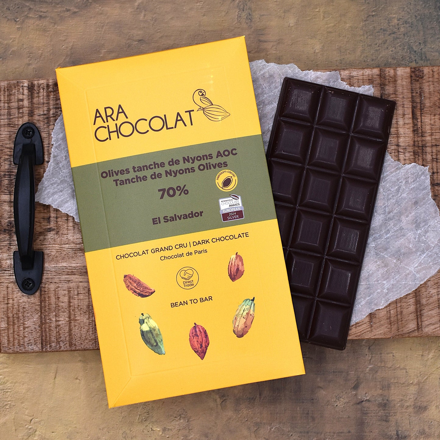 Ara Chocolat 70% Dark Chocolate Bar with Nyons AOC Olives
