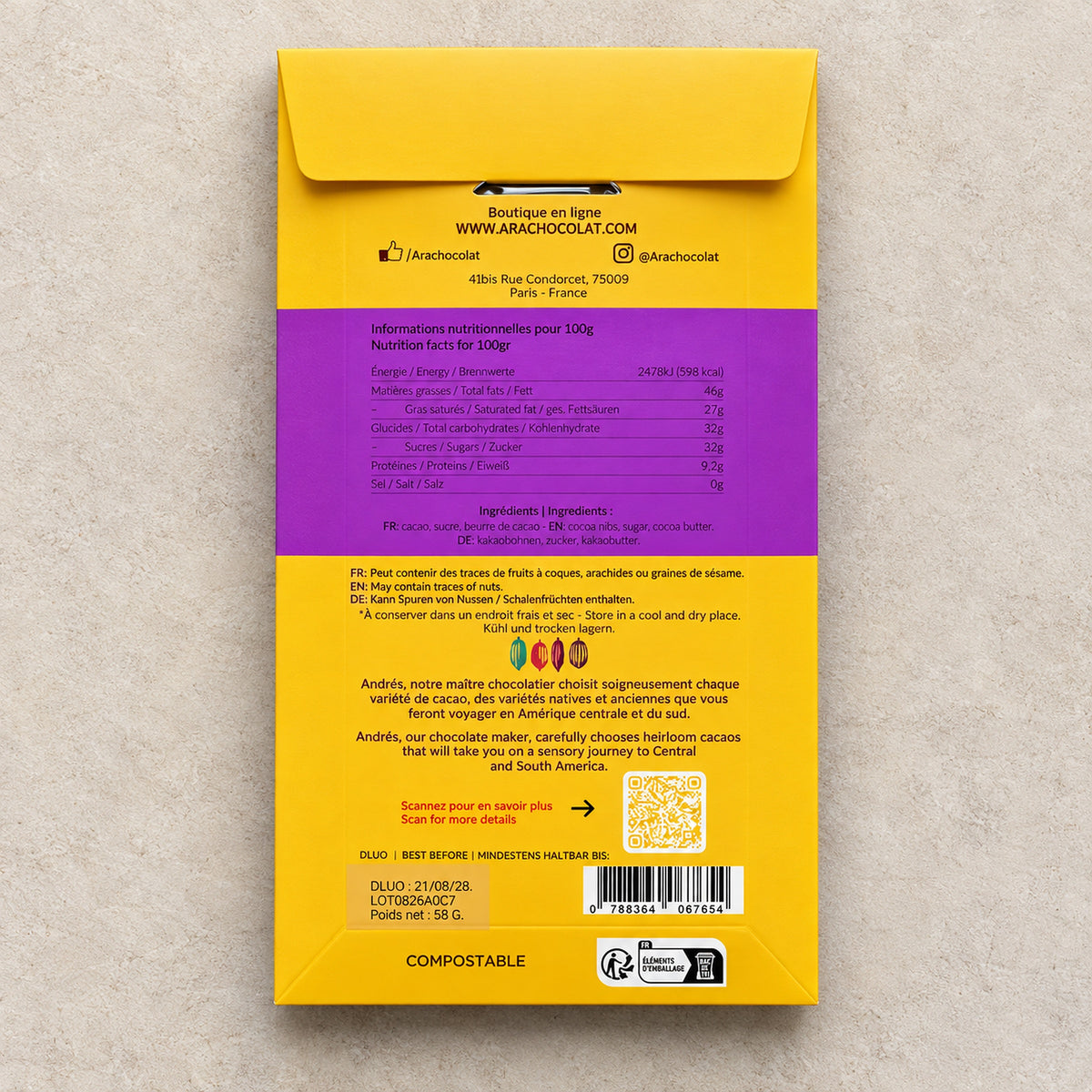 Ara Chocolat 74% Ocumare Dark Chocolate Bar