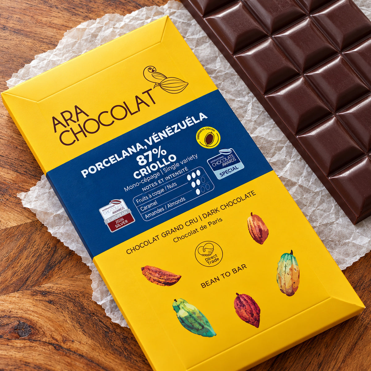 Ara Chocolat Porcelana 87% Criollo Dark Chocolate Bar