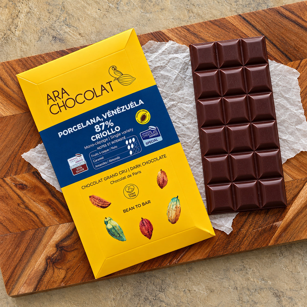 Ara Chocolat Porcelana 87% Criollo Dark Chocolate Bar