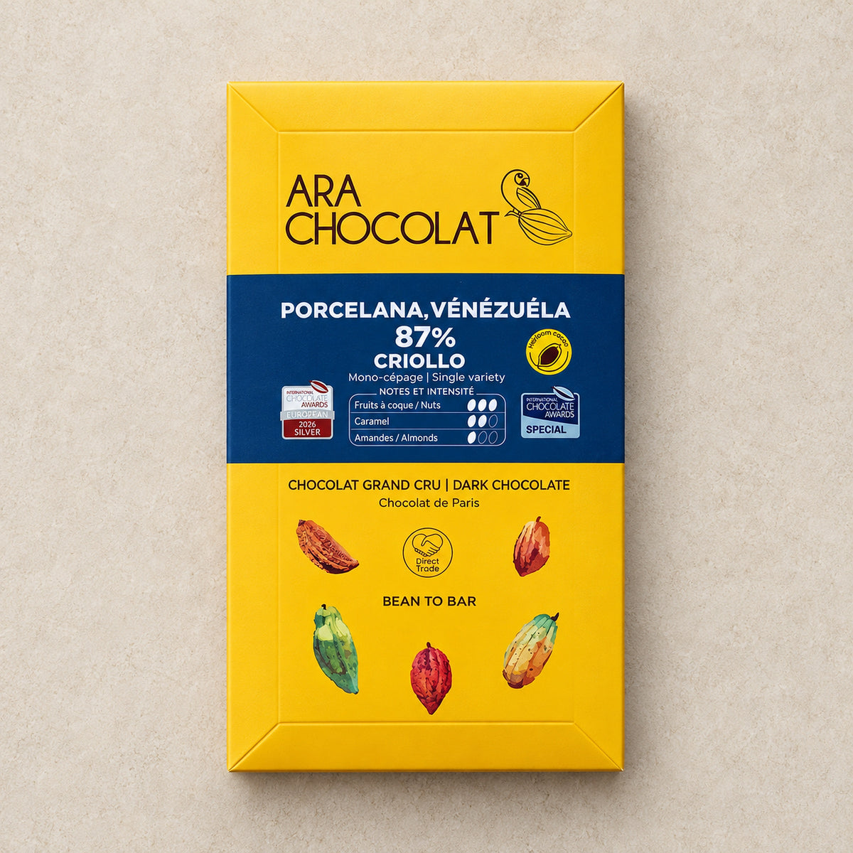 Ara Chocolat Porcelana 87% Criollo Dark Chocolate Bar