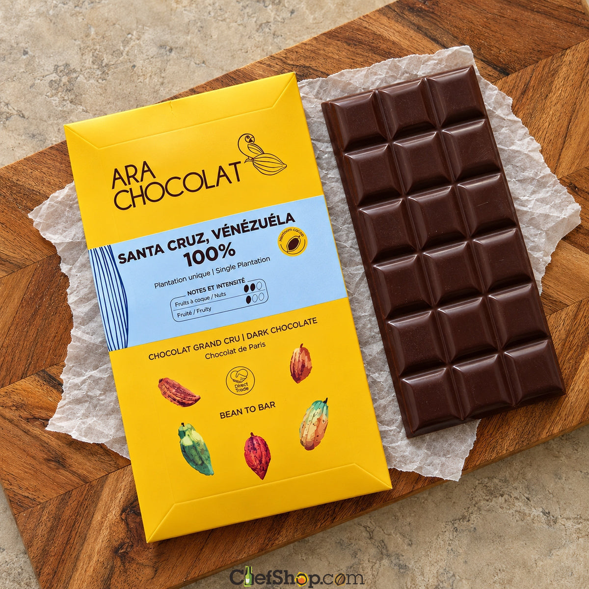 Ara Chocolat 100% Santa Cruz Dark Chocolate Bar