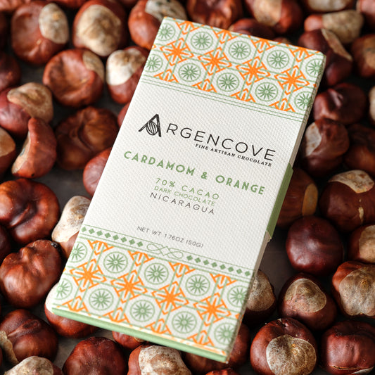 Argencove 70% Cardamom and Orange Dark Chocolate Bar